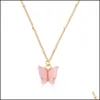 Pendant Necklaces Butterfly Pendant Necklace For Women Girls Acrylic With Goldplated Jewelry Drop Delivery Necklaces Pendants Dhngd