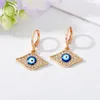 Zircon bleu mauvais œil boucles d'oreilles créoles géométrique cercle forme dinde chanceux oeil bleu boucles d'oreilles pour femmes bijoux