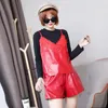 Women's Leather Genuine Sheepskin Female Strapless Short Sets Women's Jackets Summer 2022 Mini Shorts Cuero Genuino Zjt2555