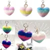 مصمم سلسلة مفاتيح قوس قزح قوس قزح Peach Heart Keychain Party لصالح ملحقات سيارة Love Love Multicolor DE946