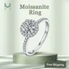 Solitaire Ring Classic Round Bag Configurando 925 Silver High Clarity D Color VVS1 Diamante original criado por laboratório para mulheres 221119