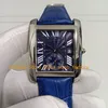 Con scatola originale di dimensioni medie orologi automatici 35 mm per donne maschi WSTA0010 Blue quadrante inossidabile cinghia in pelle inossidabile cinghia retro trasparente orologi meccanici