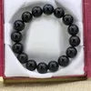 Strand Natural Stone 12mm Round Black Obsidian Green Tiger Eyes Spacer Beads Elastic Bracelet Bangle Diy Jewelry 7.5inch B3163
