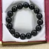 Strand Stone natural 12mm RODON Black Obsidian Green Tiger Eyes Bords Spacer Bords Elastic Bracelet Bangle Jóias Diy 7.5 polegadas B3163