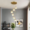 Chandeliers All-copper Staircase Long Chandelier Modern Minimalist Duplex Villa Loft Apartment Spiral Light Luxury Crystal Lamp