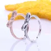 Bogenringe Frauen mit Originalbox S925 Sterling Silber für Pandora Prinzessin Wunsch Geburtstag Geschenk Weihnachten CZ Diamond Hochzeits Geburtstag Geschenke Schmuck R019