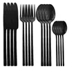 Dinnerware Sets Black Cutlery Set 304 Stainless Steel Mirror Knife Spoon Dinner Silverware Shiny Fork Coffee Tableware