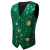 Мужские костюмы Blazers Green Christmas Men Vest Bowtie Pocket Square Mufflinks Set Setted Snowflake The Laselect for Man Accessories Party Giftse 221121