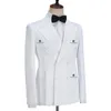Мужские костюмы Blazers Cenne des Graoom Tuxedo для мужчин Белый двойной грудь блейзер брюк 2 штуки набор свадебных роскошных жениха 221121