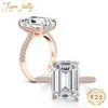 Cluster Rings JoyceJelly Trendy 925 Sterling Silver 6 S Created Mossanites Geometric Emerald Cut Fine Women Wedding Gifts Whole2733556684