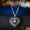 Pendant Necklaces Crystal Diamond Heart Necklace Pendant Romantic Hollow Love Women Necklaces Wedding Fashion Jewelry Gift Drop Deli Dhqon
