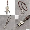 Colliers pendentifs Rétro Métal Mobile Robot Pendentif Collier Réglable En Cuir Chaîne Colliers Pour Femmes Hommes Bijoux De Mode Drop D Dhdyf