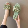 Kobiety Summer Fashion Sappers Lotus Leaf Flat Ladies Outdoor Wear Pearl Sandals Ladies Soft Bottom Buty J220716