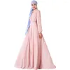 Cintura de roupas étnicas vestido muçulmano mulheres abaya chiffon marroquino dubai bangladesh kaftan jubah turco do leste do leste do leste eid ramadã islâmico