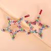 Kolczyki Dangle Fashion Multicolor Rhinestones Star for Women Girl Girl Daily Wear Dance Party Kolczyka