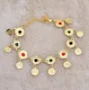 Braccialetti a maglie Braccialetti Arabi Etnici Girly Moneta Color Oro Fresco con Pietra Donna Dubai Bracciale Gioielli Regali Africani