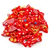 Dog Apparel 10/20/30pcs Red Series Hair Bows Bowknot Flower Print Grooming With Rubber Bands For Small Pet Accessories