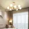 샹들리에 거실 LED 샹들리에 나무 현대 천장 매달려 침실 홀을위한 램프 부엌 실내 조명 흰색 유리 공 장식