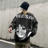 Mulheres de camisolas masculinas de grandes dimensões Mulheres japonesas Anime Girl Pullovers O-Gobes Autumn Streetwear Moda de algodão Sweater 221121