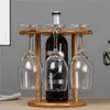 Tabletop Wine Racks Creative Upside Glass Household Bottle Cabinet Bamboo Wood Holders 221121