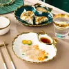 Assiettes assiette boulette Sushi plat en céramique servant Sauce plateau japonais frites français avec bol à tremper et coque de support apéritif