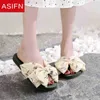 Asifn sandalen schattige boog slippers vrouwen zomer ademend in stijl buitenkleding Korean bloemen strand zoete platte schoenen J220716