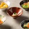 Assiettes Bol De Riz Japonais Ménage À Manger Restaurant Personnalisé Créatif En Forme De Fleur En Céramique