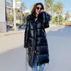 Frauen Trenchcoats Schöne Ankunft Winterjacke Frauen Dicke Kapuze Mit Pelzkragen Langen Mantel Outwear Glänzende Warme Weibliche Parka