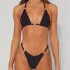Halter Bikinis Solid Color Swimwear Triangle Bikini Set Bathing Suits Micro Thong Sexy Swimsuits Rings Designer Biquini