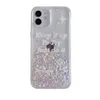 Quicksand etui na telefony komórkowe Rhinestone Glitter Apple Mobile biały przezroczysty płynny futerał silikonowy kobieta na IPhone14 13 12 pro max 11 pro plus tylna okładka