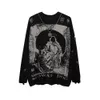 Pulls pour hommes avec collier déchiré surdimensionné effiloché tricoté Harajuku hiver Tops noirs gothiques hommes Y2k Grunge femmes pull rouge 221121