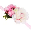 Decorative Flowers Artificial Rose Wreaths Simulation Bridesmaid Wrist Bracelet Garland Corsage Hand Decoration For Wedding Party