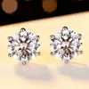 Stud Trendy 925 Sterling Silver 031 Carat D Color Earrings for Women 6 Prong Gra Screw Back 221119