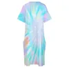 Plus storlek kl￤nningar ombre slips f￤rg￤mne casual kl￤nning sommar f￤rgglad hippy tryck elegant kvinnor v halsgata mode 4xl 5xl