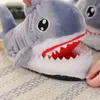 Winter dieren grappige schoenen voor mannen en vrouwen 2020 warme zachte bodem huis binnen de vloer Shark Sharing Hairy slippers ondiepe J220716