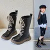 Stivali Bambini Snow Girls Platform Shoes Autunno Inverno Moda Sneakers in pelle Decorazione in metallo Kids Girl Long 221121