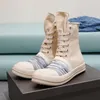 Designer Lyx Kvinnor Stövlar Canvas High Top Skor Svart Vit Lace Up Booties