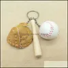 Keychains Lanyards Sport Baseball Goves Keychains Wood Bat Keyring Key Rings Bag Mangs Fashion Jewelry Drop Delivery Accessories DHOTH