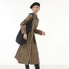 Robes décontractées SuperAen 2022 Automne Streetwear Robe pour femme Robe à rayures verticales Design de poche en vrac