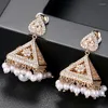 Dingle örhängen jhumka pärlor klocka drop crystal rhinestone brud bröllop fest smycken bollywood zigenare jhumki etnisk stam