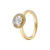 Yellow Gold Plated Sparkling Round Halo Ring med originall￥da f￶r Pandora Real Sterling Silver Cz Diamond Wedding Present smycken Ringar f￶r kvinnor flickor