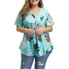Camiseta de tamanho grande feminino 5xl plus size feminino vestuário com estampa de flor camisa curta manga curta lideies tops tops de verão botão casual de tamanho grande camisetas fêmeas 221121