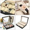 Watch Boxes 10 Slot Leather Box Glass Top Jewelry Display Case Organizer Business Storage With Removable Cushion