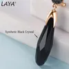 Charme Laya 925 en argent Sterling incrusté de pierre noire rétro longues boucles d'oreilles suspendues pour les femmes fête originale moderne bijoux accessoires 221119