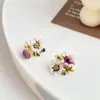 Stud Earrings Fashion Stereo Feeling Drip Glazed Daisy Flowers 925 Silver Needle For Women Small Fresh Flower Ear Studs Jewelry Gifts