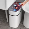 Poubelles utomatiques toilettes domestiques poubelle intelligente un panier à papier étroit électrique de luxe léger avec couvercle seau poncé 221119