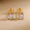 Pendientes de tuerca para mujer, chapado en plata de ley 925, oro de 18 quilates, joyería de regalo de diamantes creada en laboratorio para bodas a la moda 221119