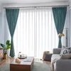 Cortina de cortina de veludo luxuosa cortinas de blecaute acabado para sala de estar de quarto simples moderna cor sólida completa