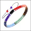 Pärlstav 12 st/set naturlig 4mm 7 chakra pärlor vävande armband gåvor för män kvinnor handgjorda yogamycken släpp leverans armband dhsqc