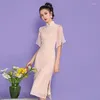 Etnische kleding zomer gemodificeerde Chinese stijl dameskleding boterosie cheongsam retro jong meisje temperament jurk